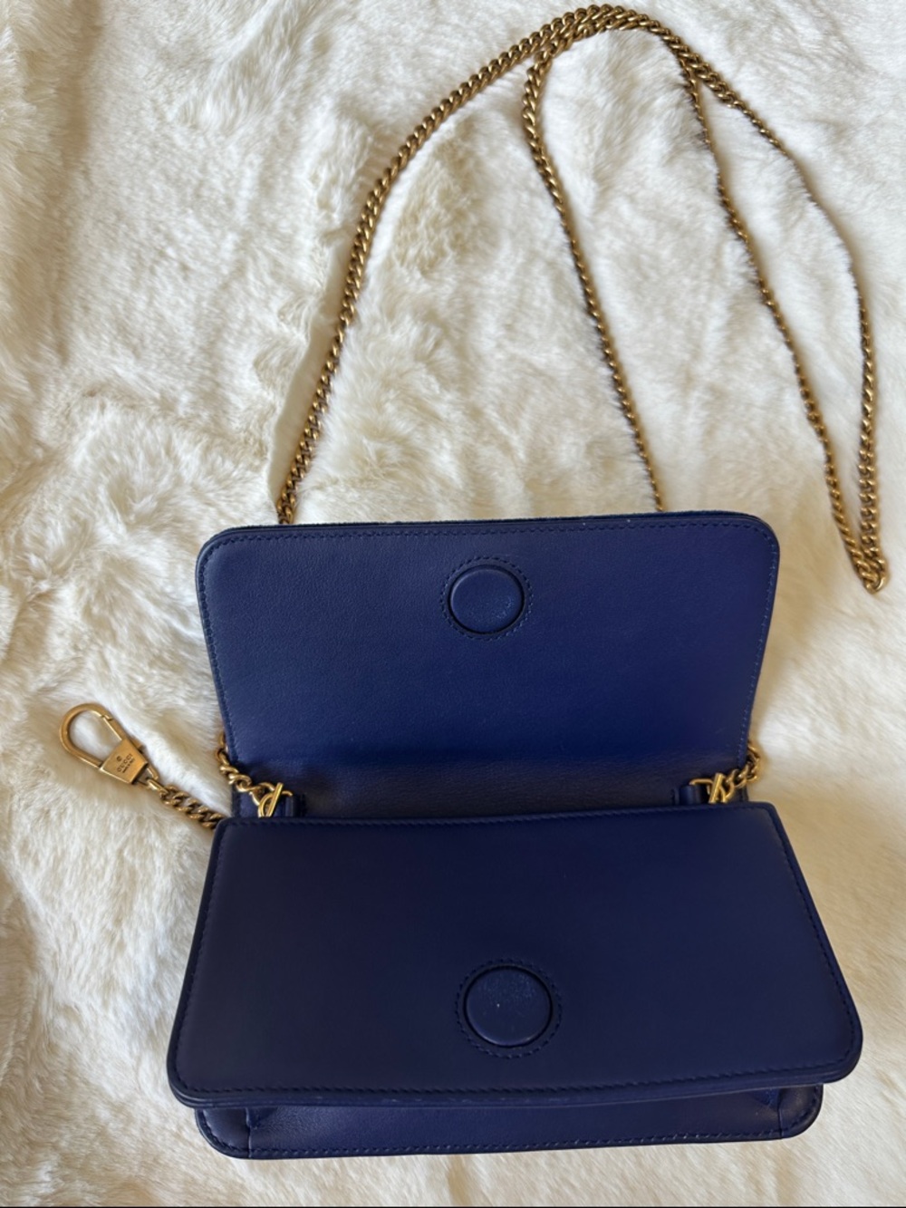 Gucci Double G Marmont Mini Bag in Blue Suede - Picture 6 of 11